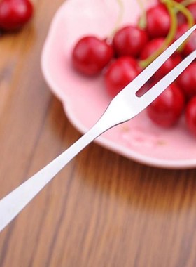 Stainless Steel Two-tine Fork Fruit Fork Multi-use Snack Cak