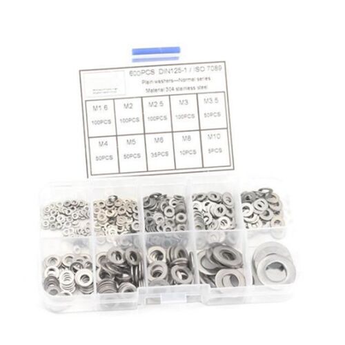 600Pcs/Box DIN125 304Stainless Steel Silver Flat Plain Washe