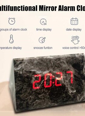 LED Marble Clock Digital Alarm Clocks Desktop Table Clock El