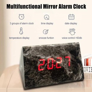 LED Marble Clock Digital Alarm Clocks Desktop Table Clock El
