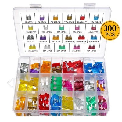 300Pcs Mini Small Size Blade Car Fuse Assortment Set 适用于