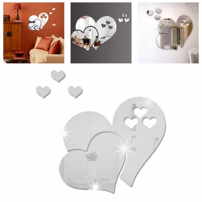 Creative Love Hearts 3D Mirror Wall Sticker Removable DIY De