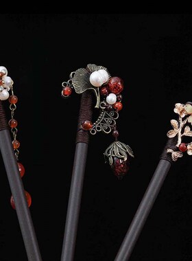 Chinese Style Ancient Costume Hairpin Wooden Imitation Jade
