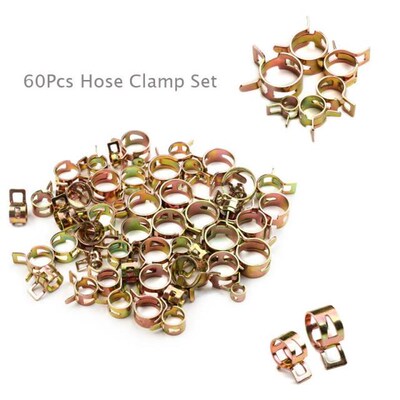 60Pcs Spring Clip Hose Clamp Fastener Fuel Line Hose Water P