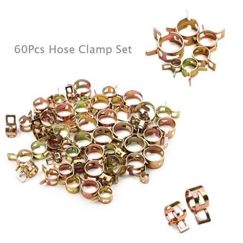 60Pcs Spring Clip Hose Clamp Fastener Fuel Line Hose Water P