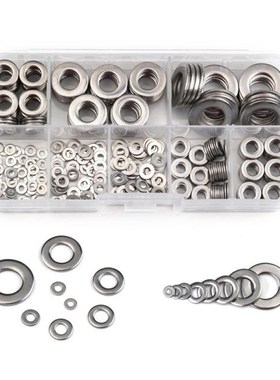 400PCS 8 Sizes Stainless Steel Washer Gasket Set Flat Ring S