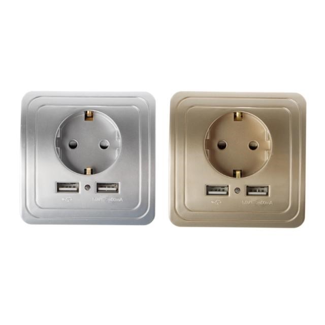 5V 2A Dual USB Wall Charger Adapter EU Plug Wall Socket LED
