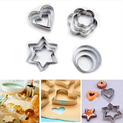 12Pcs/Set Cookie Cutters Moulds Stainless Steel Christmas Fo