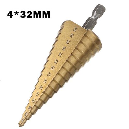 1pc Spiral Step Drill Bit 4-32mm 15 Stepped Titanium Coated