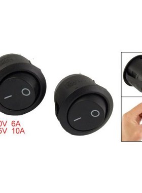 SODIAL(R) 2 Pcs On/Off 2 Terminal SPST Black Round Rocker Sw