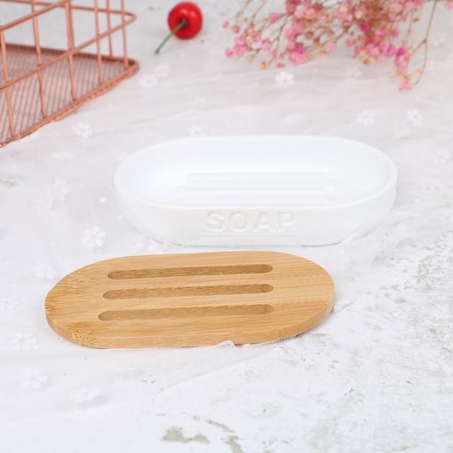 1pc Bamboo Soap Dish Wooden Soap Holder Wood Bathroom Soap B