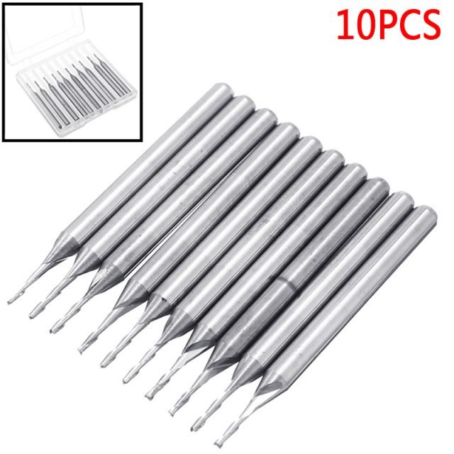 10pcs 2-Flutes End Mill Carbide 1mm Dia. Mayitr Flat Nose En