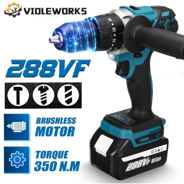 288VF 13mm Cordless Impact Drill 350N.m Brushless Impact Dri