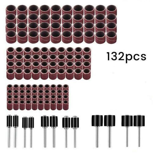 132pcs Nail Sanding Bands Drill File Machine Bits Grinding R