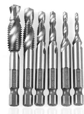 6PCs Hex Shank Screw Tap Drilling Tapping Tools Metric Indus