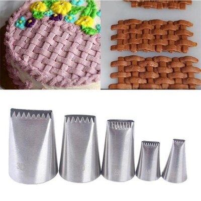 5Pcs/set Stainless Steel Cake Icing Piping Nozzle Basket Wea