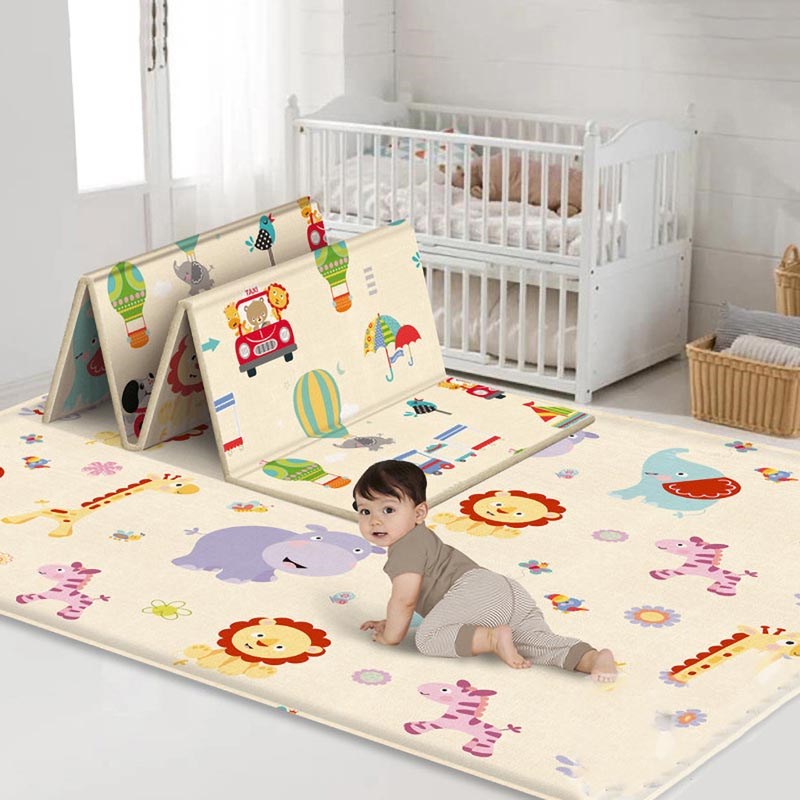 Baby Folding Crawling Activity Mat Kids Cartoon Waterproof C