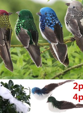 2pcs / 4pcs 3D Fake Craft Birds Artificial Foam Feathers Bir