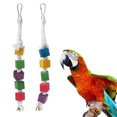 Bird Chewing Toy Parrot Parakeet Wooden Blocks Attract Pet's