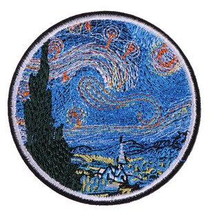 1Pcs Painting The Star Night Embroidery Iron On Patches 适用