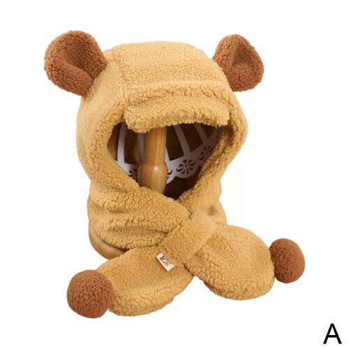 Girl's Women Cute Bear Ear Hat Scarf Beanies Caps Warm Casua