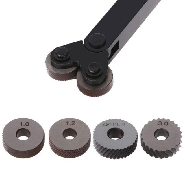 2pcs Steel Dual Wheel Diagonal Linear Knurl Wheels Knurling