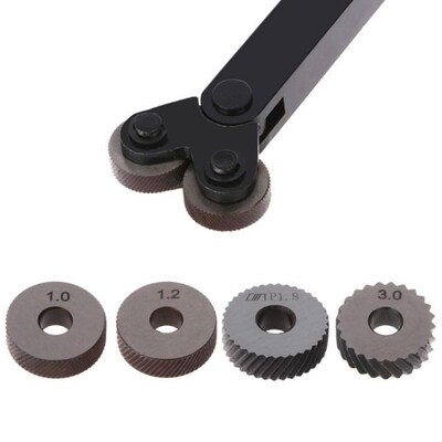 2pcs Steel Dual Wheel Diagonal Linear Knurl Wheels Knurling