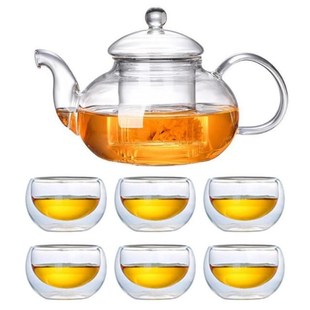 600ml Teapot Set Glass Teapot With Infuser Strainer Heat Res