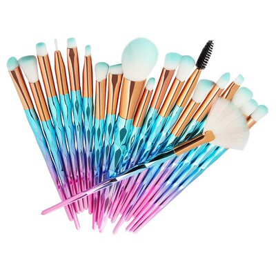 20Pcs Diamond Makeup Brushes Set Powder Foundation Blush Ble