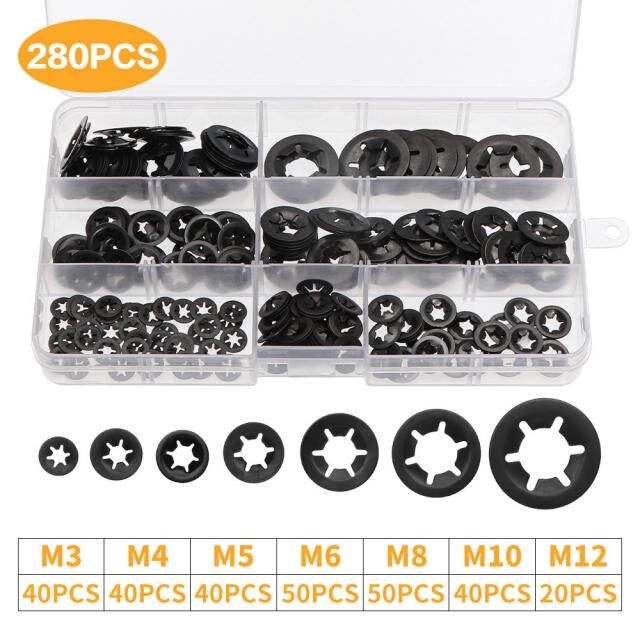 280pcs Internal Tooth Starlock Push On Locking Washers Speed
