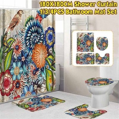 Creative Bathroom Curtain Shower Curtains Non-slip Mat Curta