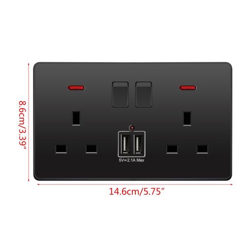 Wall Power Switch Socket Universal 2.1A Dual USB Charger Por