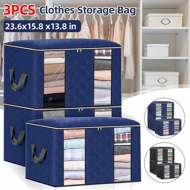 3pcs Non-woven Fabric Closet Organizer Foldable Clothes Stor