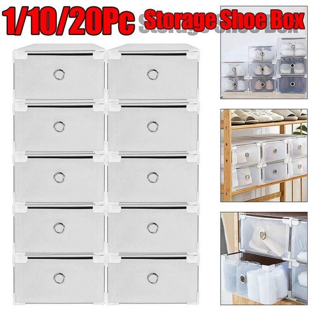 1/10/20 Pcs Foldable Shoe Box Transparent Shoe Cabinet Shoe