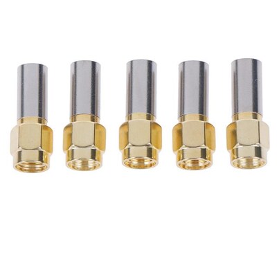 5pcs SMA Male Plug 适用于 RG58 RG142 RG400 LMR195 RG223 RF C