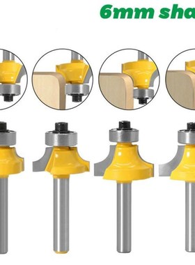 1/4Pcs 6mm Shank Carbide Round Over Edging Router Bit 6mm Sh