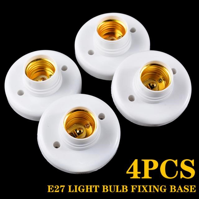 1pc/4pcs E27 Lamp Holder Round Plastic Bulb Socket Base Prac