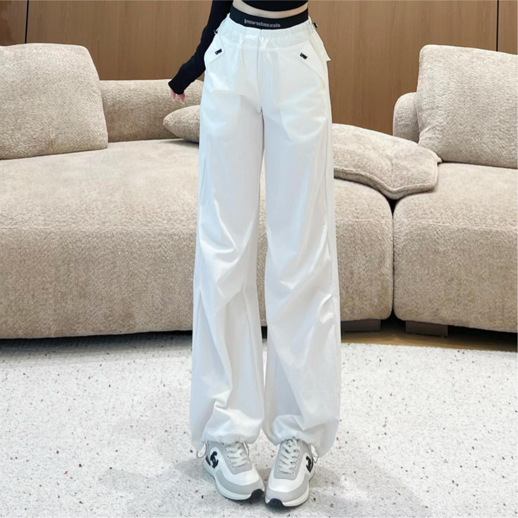 2025夏季新款运动休闲裤高腰遮肉显腿长束脚裤南油女气质直筒裤