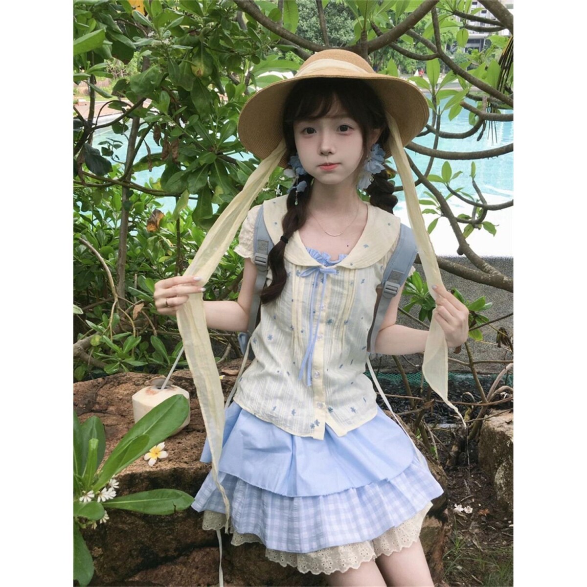 初恋少女风泡泡袖假两件