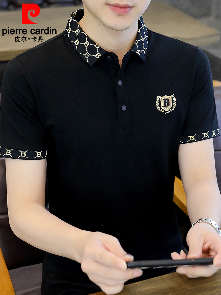 皮尔卡丹纯棉短袖t恤男夏季薄款高端冰丝Polo衫翻领体恤男款休闲