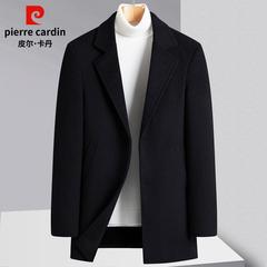 皮尔卡丹冬季羊毛呢大衣男短款加厚商务休闲羊绒呢子西服风衣外套