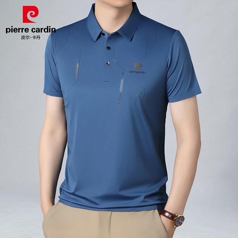 皮尔卡丹翻领冰丝短袖t恤男士凉感透气上衣服夏季新款休闲Polo衫