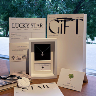 好运常在四叶幸运草项链轻奢礼盒表白装送女友闺蜜生日礼物银饰品