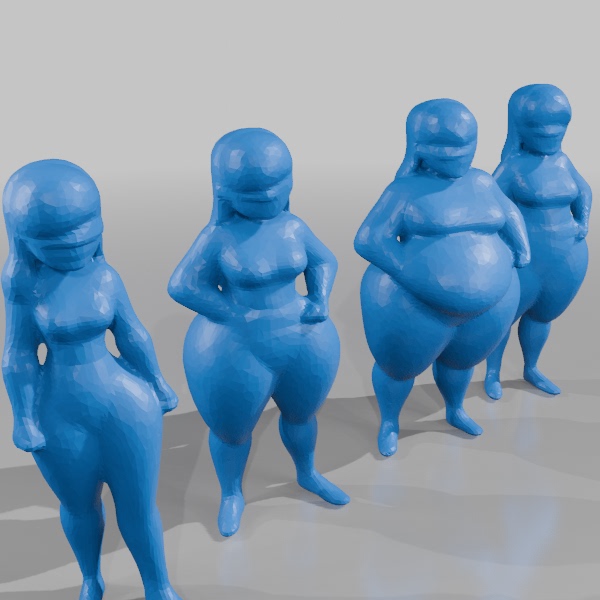 3D打印卡通可爱胖女孩模型摆件
