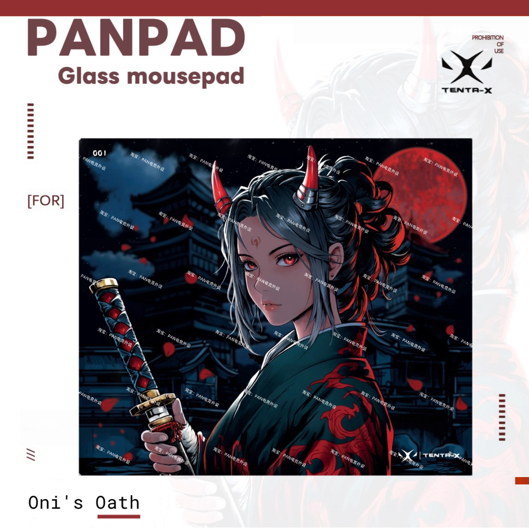 Oni's Oath同款复刻钢化玻璃鼠标垫打瓦电竞顺滑鼠标垫玻璃垫滑垫