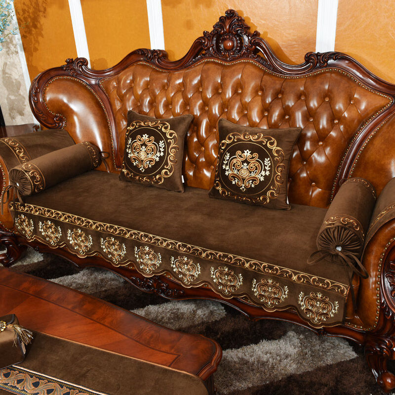 雪玉兰高档一二三欧式沙发套沙发坐垫冬款四季通用防滑奢华布艺美