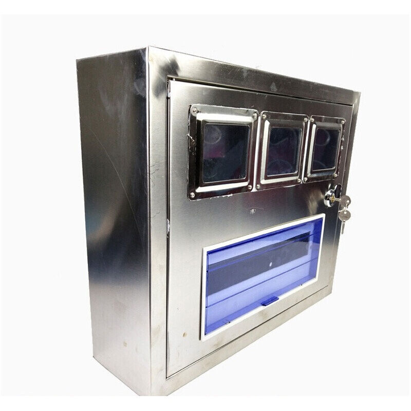 3户不锈钢电表箱40*46带空开位3表户外防雨水防锈电表箱配电箱304