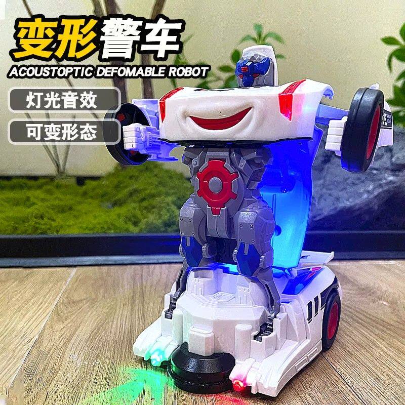 儿童变形汽车机器人金刚玩具车1一3到6岁音乐警车男孩子生日礼物5