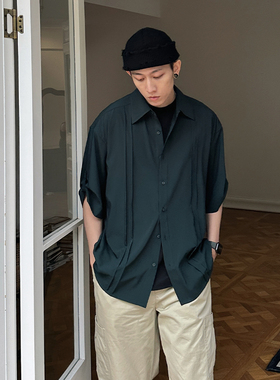 Costful Ro夏季小众衬衫外套男慵懒痞帅短袖衬衣休闲宽松男士上衣