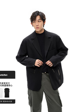 Costful Ro 高密高捻羊毛混纺平驳领西服 隐藏式撞色剪裁休闲外套